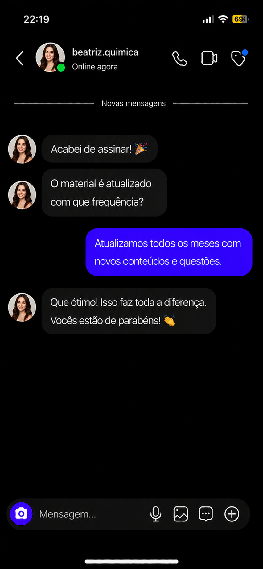 Depoimento de cliente